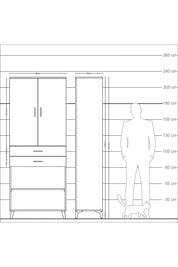 Arges Dolap 4 Raflı 2 Çekmeceli 2 Kapaklı 88x30x221 Çam-Aytaşı