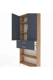 Arges Dolap 4 Raflı 2 Çekmeceli 2 Kapaklı 88x30x221 Çam-Antrasit