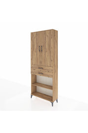 Arges Dolap 4 Raflı 2 Çekmeceli 2 Kapaklı 88x30x221 Çam-Çam