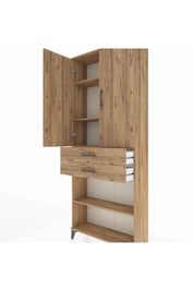 Arges Dolap 4 Raflı 2 Çekmeceli 2 Kapaklı 88x30x221 Çam-Çam