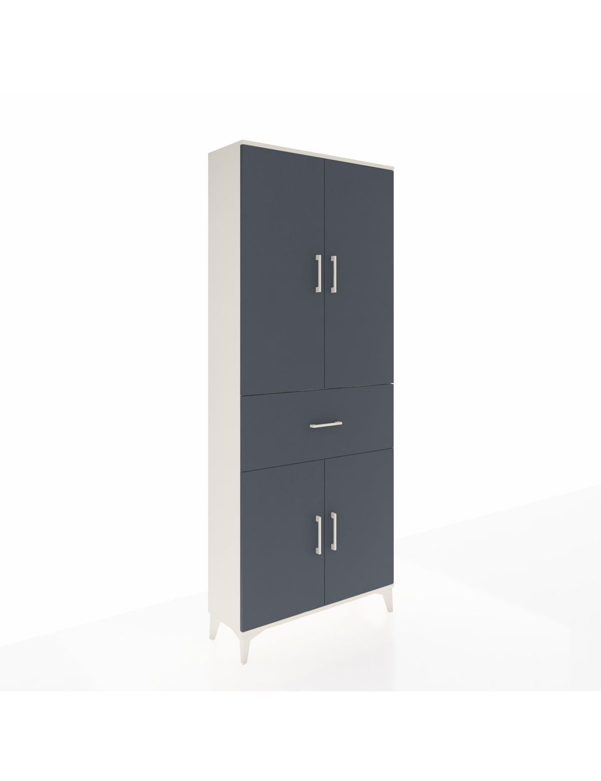 Arges Dolap 4 Raflı Tek Çekmeceli 4 Kapaklı 88x30x221 Aytaşı-Antrasit