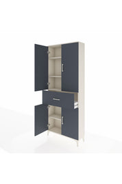 Arges Dolap 4 Raflı Tek Çekmeceli 4 Kapaklı 88x30x221 Aytaşı-Antrasit