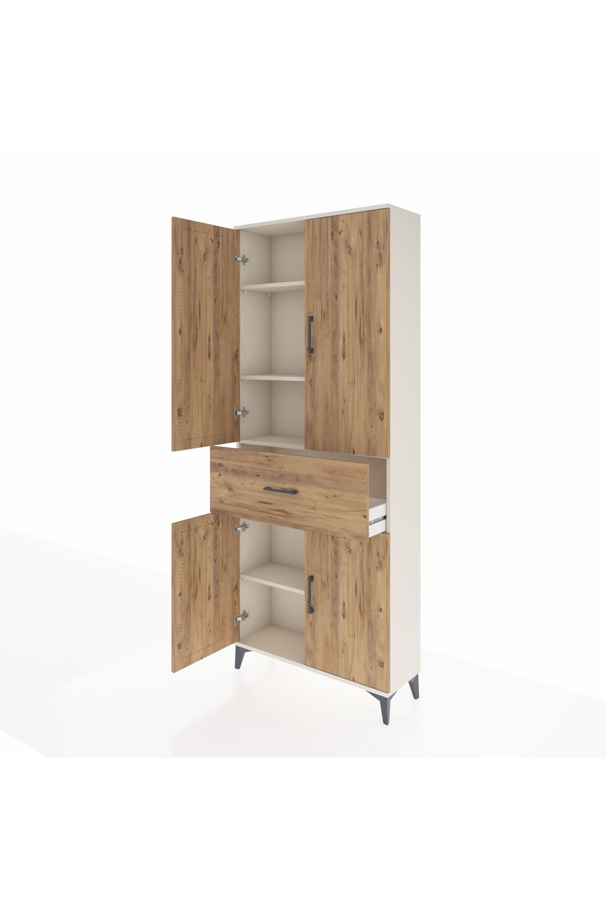 Arges Dolap 4 Raflı Tek Çekmeceli 4 Kapaklı 88x30x221 Aytaşı-Çam