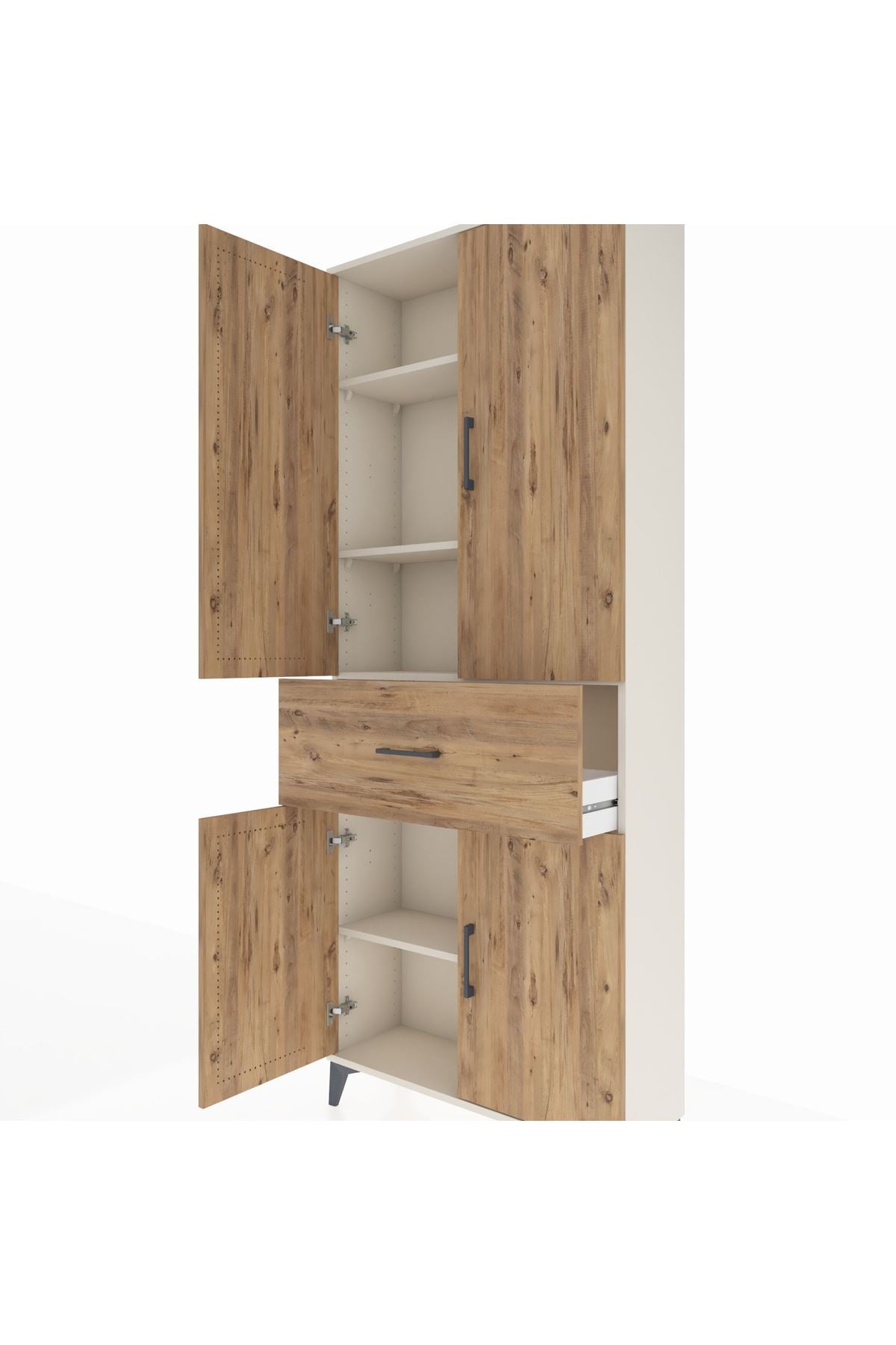 Arges Dolap 4 Raflı Tek Çekmeceli 4 Kapaklı 88x30x221 Aytaşı-Çam