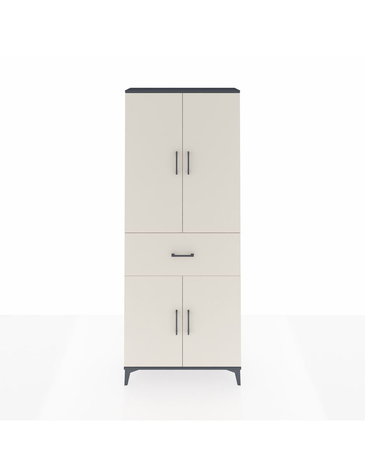 Arges Dolap 4 Raflı Tek Çekmeceli 4 Kapaklı 88x30x221 Antrasit-Aytaşı