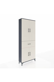 Arges Dolap 4 Raflı Tek Çekmeceli 4 Kapaklı 88x30x221 Antrasit-Aytaşı