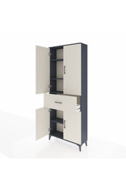 Arges Dolap 4 Raflı Tek Çekmeceli 4 Kapaklı 88x30x221 Antrasit-Aytaşı