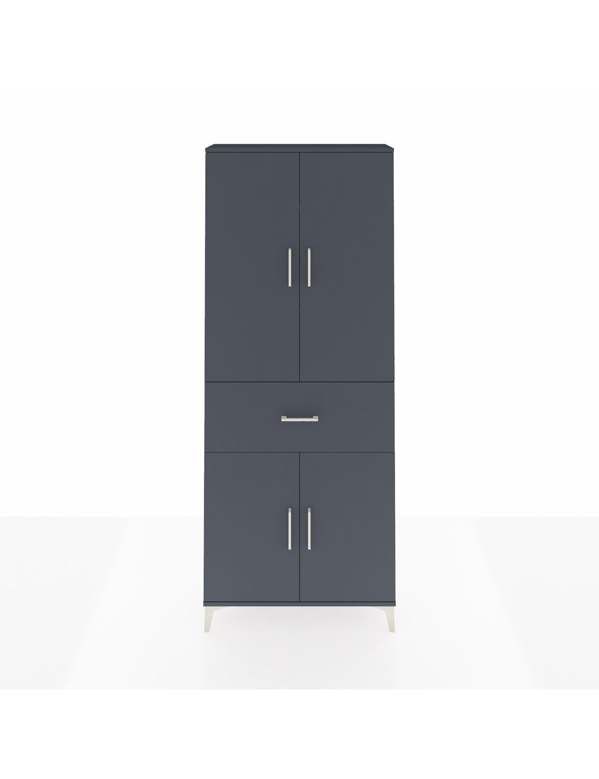 Arges Dolap 4 Raflı Tek Çekmeceli 4 Kapaklı 88x30x221 Antrasit-Antrasit