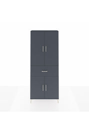 Arges Dolap 4 Raflı Tek Çekmeceli 4 Kapaklı 88x30x221 Antrasit-Antrasit