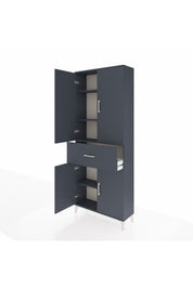 Arges Dolap 4 Raflı Tek Çekmeceli 4 Kapaklı 88x30x221 Antrasit-Antrasit