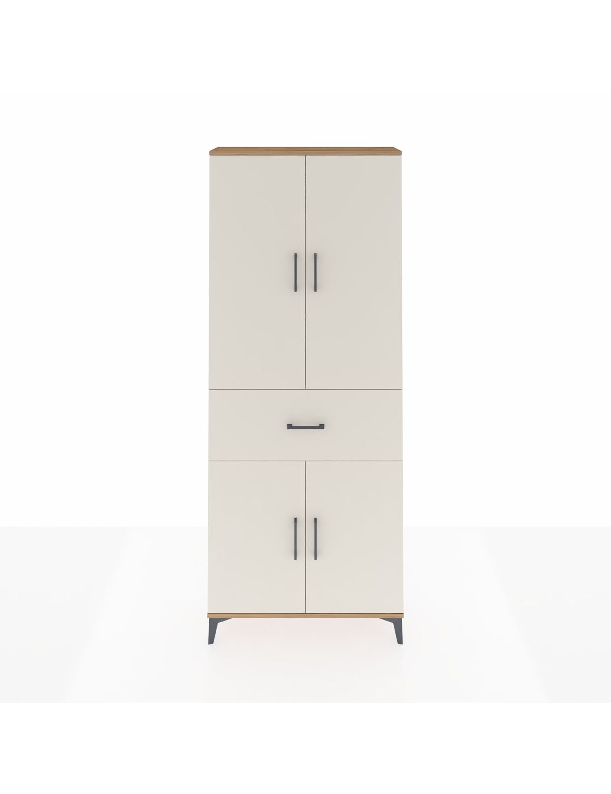 Arges Dolap 4 Raflı Tek Çekmeceli 4 Kapaklı 88x30x221 Çam-Aytaşı