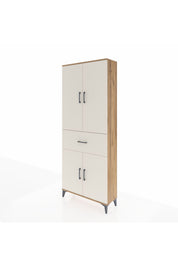 Arges Dolap 4 Raflı Tek Çekmeceli 4 Kapaklı 88x30x221 Çam-Aytaşı