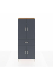 Arges Dolap 4 Raflı Tek Çekmeceli 4 Kapaklı 88x30x221 Çam-Antrasit