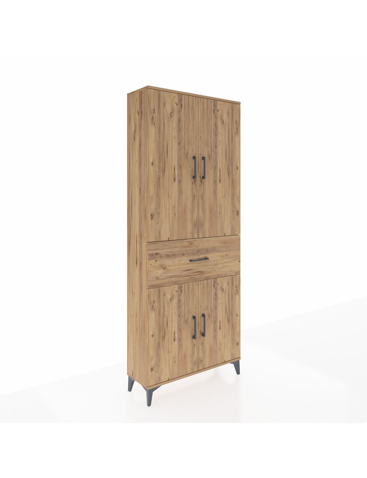 Arges Dolap 4 Raflı Tek Çekmeceli 4 Kapaklı 88x30x221 Çam-Çam