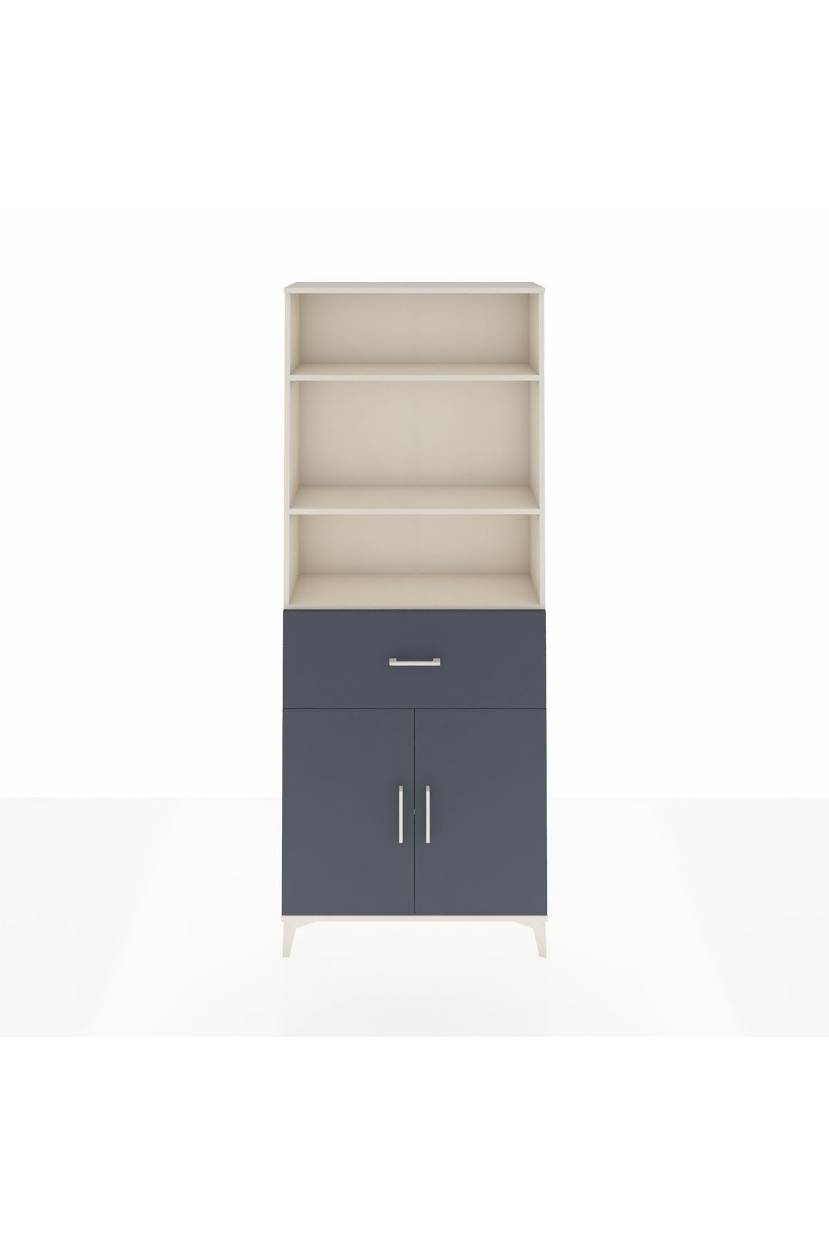 Arges Dolap 4 Raflı Tek Çekmeceli 2 Kapaklı 88x30x221 Aytaşı-Antrasit