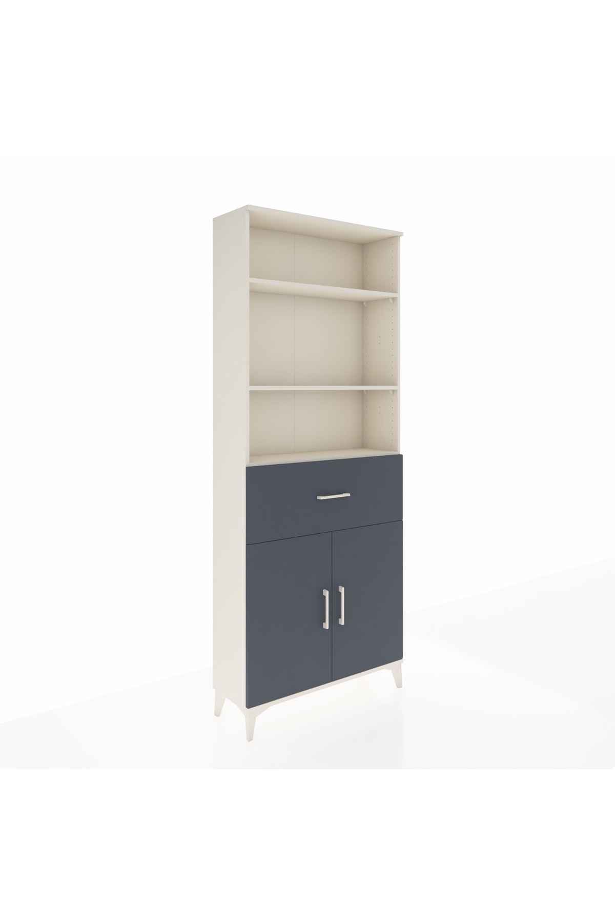 Arges Dolap 4 Raflı Tek Çekmeceli 2 Kapaklı 88x30x221 Aytaşı-Antrasit