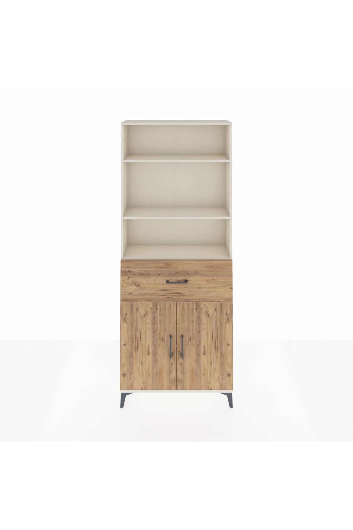 Arges Dolap 4 Raflı Tek Çekmeceli 2 Kapaklı 88x30x221 Aytaşı-Çam