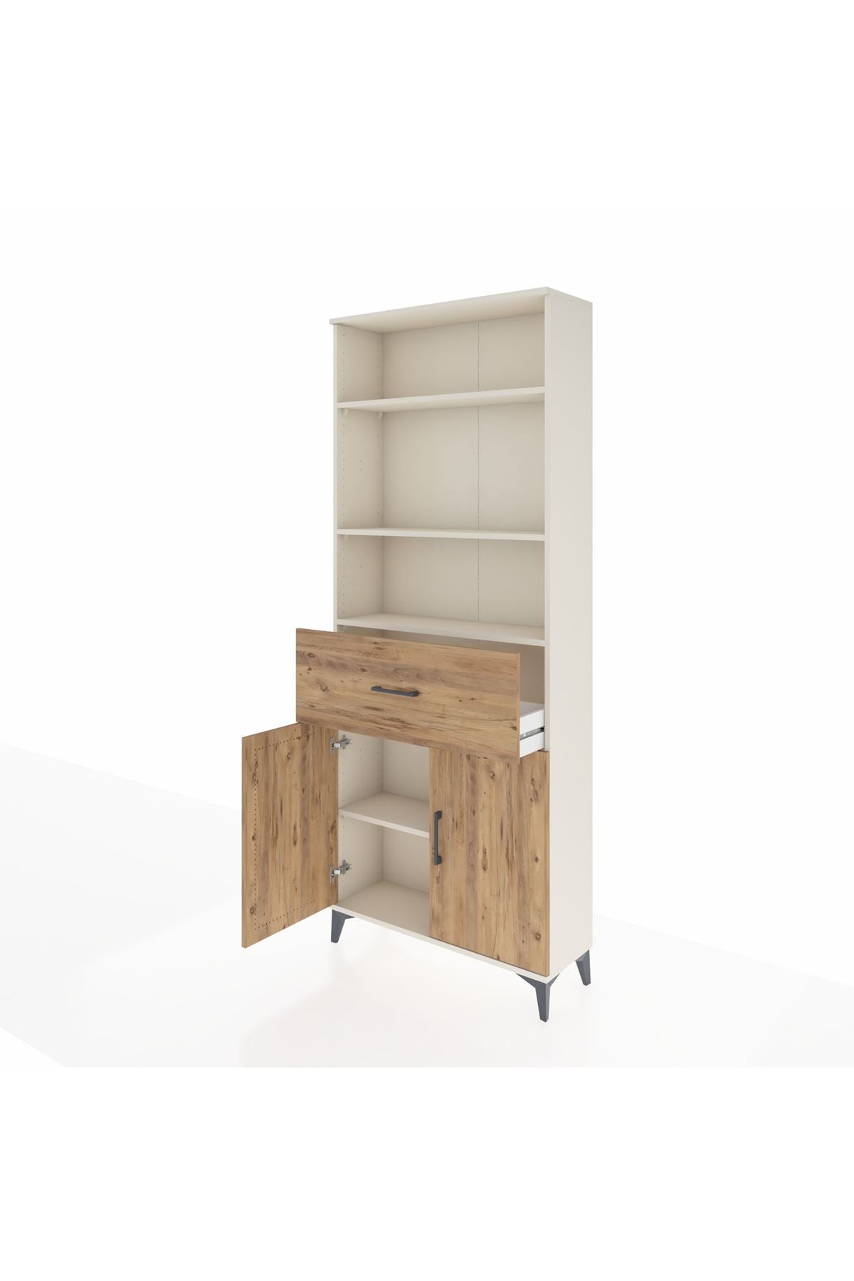 Arges Dolap 4 Raflı Tek Çekmeceli 2 Kapaklı 88x30x221 Aytaşı-Çam