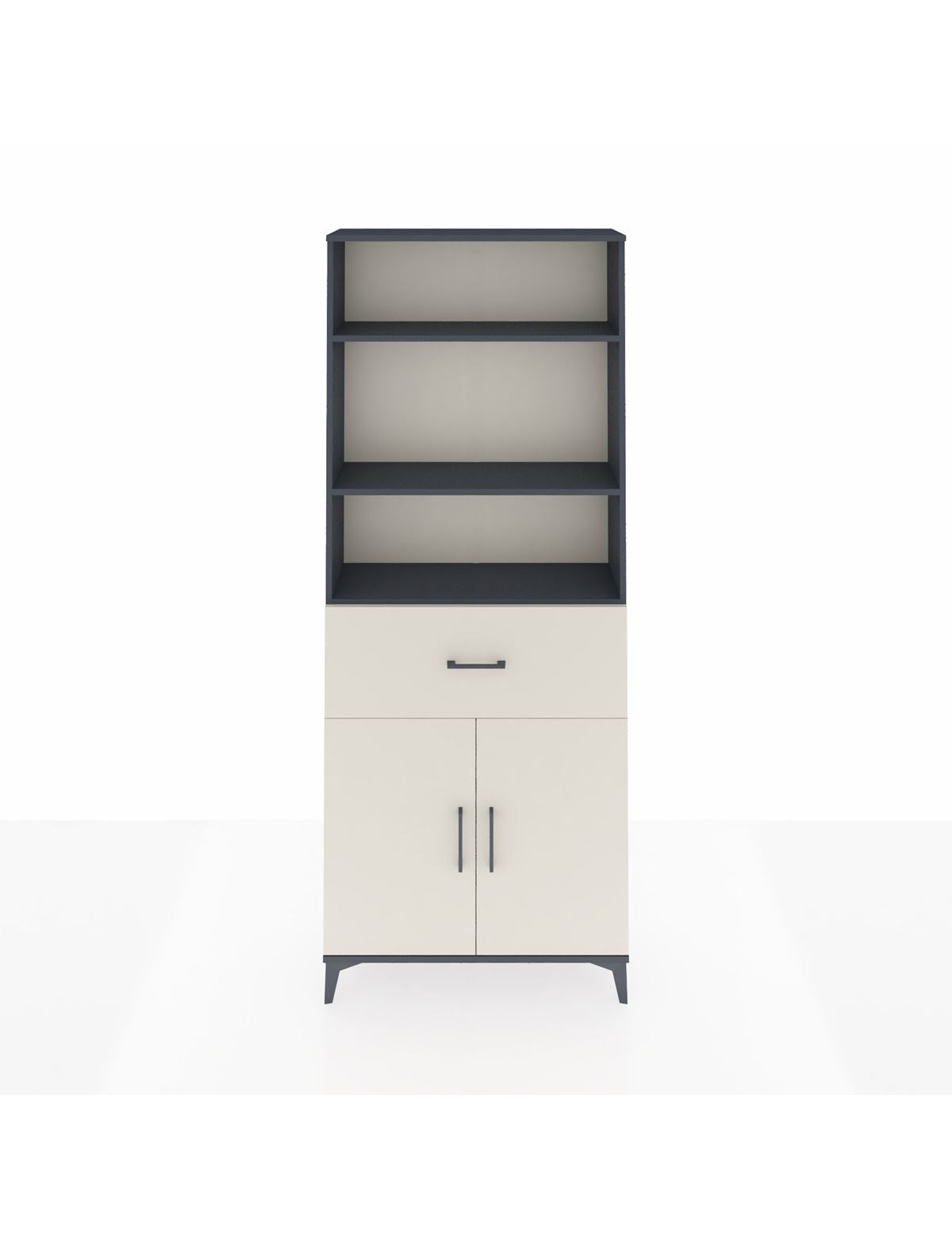 Arges Dolap 4 Raflı Tek Çekmeceli 2 Kapaklı 88x30x221 Antrasit-Aytaşı