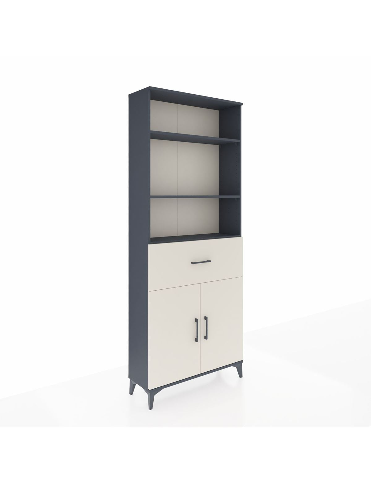 Arges Dolap 4 Raflı Tek Çekmeceli 2 Kapaklı 88x30x221 Antrasit-Aytaşı