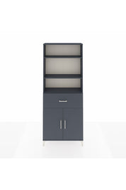 Arges Dolap 4 Raflı Tek Çekmeceli 2 Kapaklı 88x30x221 Antrasit-Antrasit