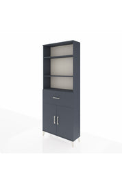 Arges Dolap 4 Raflı Tek Çekmeceli 2 Kapaklı 88x30x221 Antrasit-Antrasit