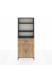 Arges Dolap 4 Raflı Tek Çekmeceli 2 Kapaklı 88x30x221 Antrasit-Çam