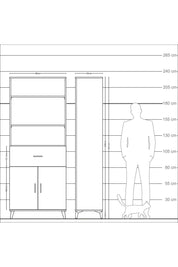 Arges Dolap 4 Raflı Tek Çekmeceli 2 Kapaklı 88x30x221 Antrasit-Antrasit