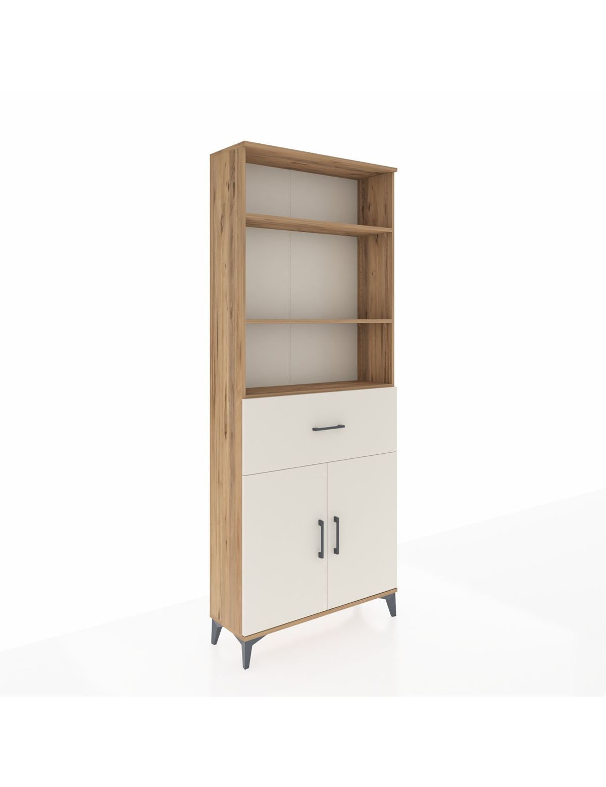 Arges Dolap 4 Raflı Tek Çekmeceli 2 Kapaklı 88x30x221 Çam-Aytaşı