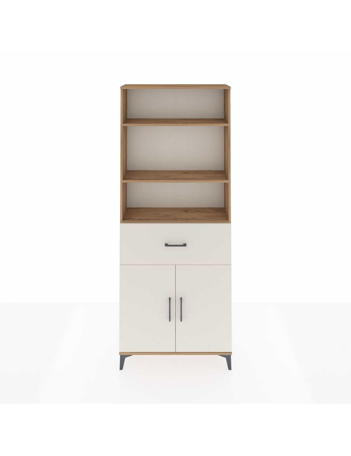 Arges Dolap 4 Raflı Tek Çekmeceli 2 Kapaklı 88x30x221 Çam-Aytaşı