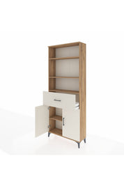 Arges Dolap 4 Raflı Tek Çekmeceli 2 Kapaklı 88x30x221 Çam-Aytaşı