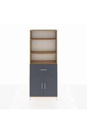 Arges Dolap 4 Raflı Tek Çekmeceli 2 Kapaklı 88x30x221 Çam-Antrasit