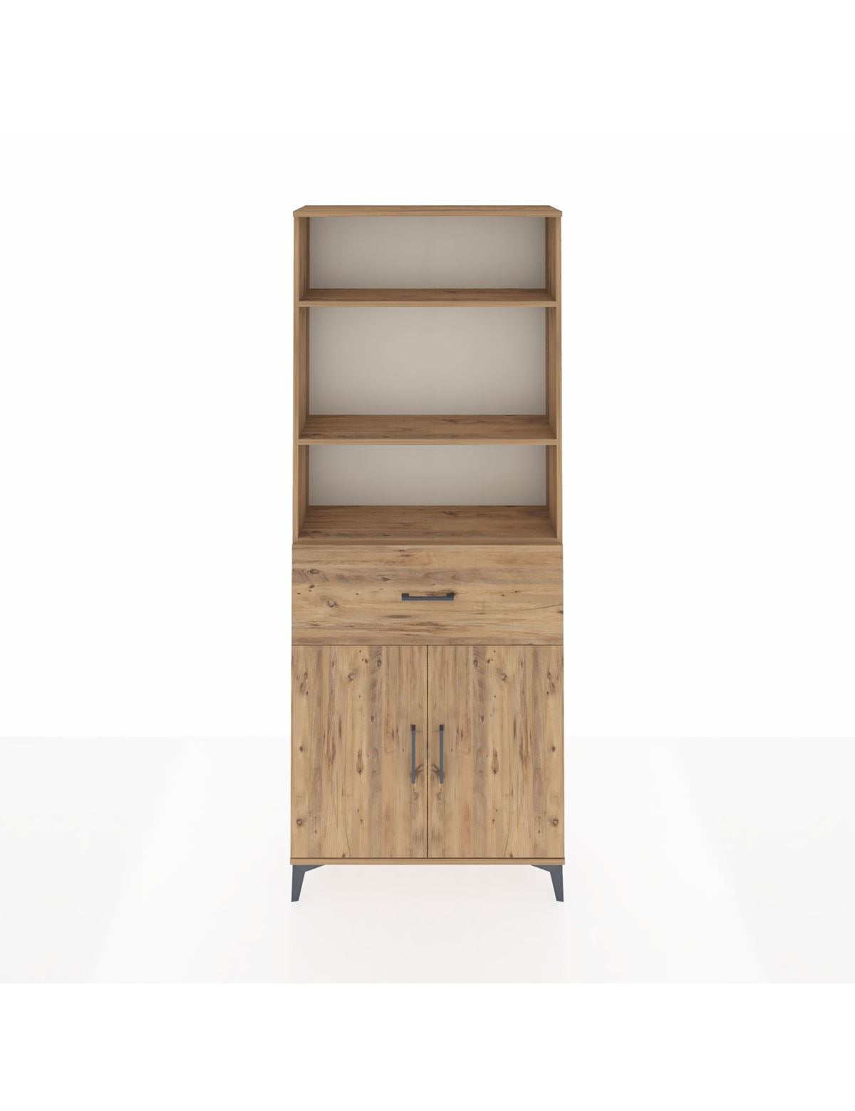 Arges Dolap 4 Raflı Tek Çekmeceli 2 Kapaklı 88x30x221 Çam-Çam