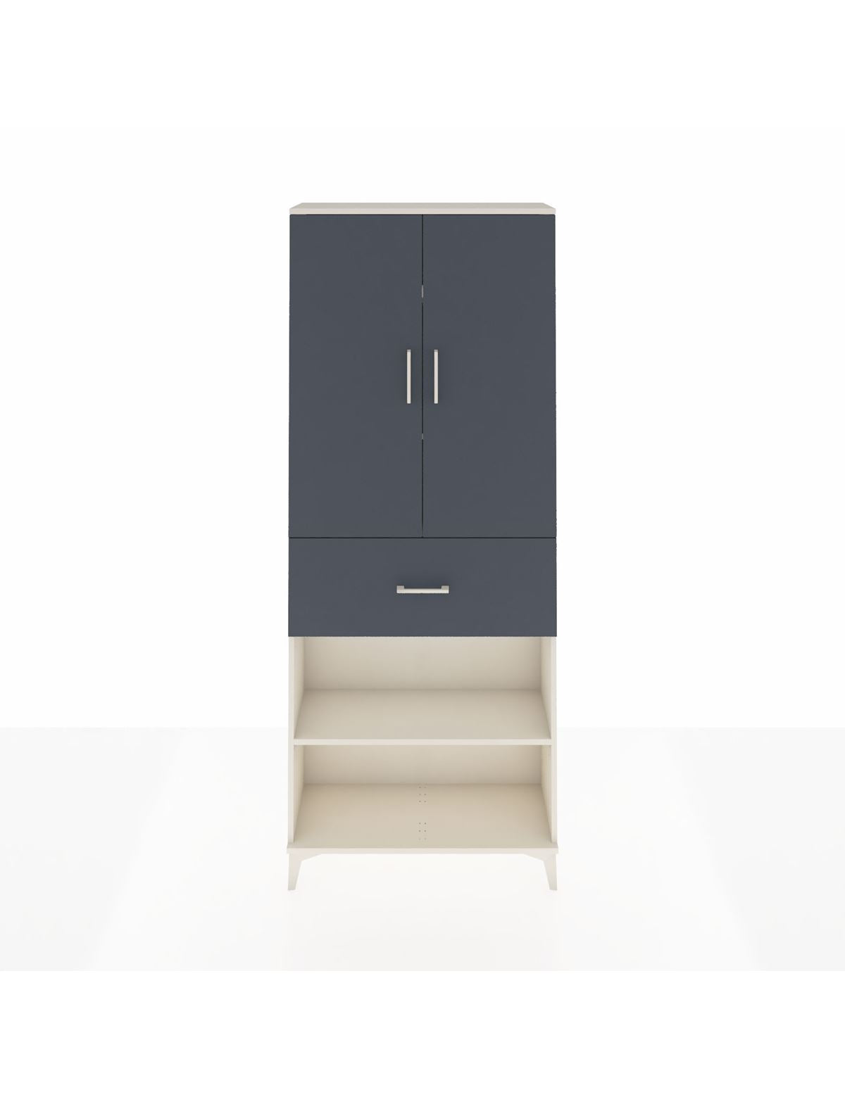 Arges Dolap 4 Raflı Tek Çekmeceli 2 Kapaklı 88x30x221 Aytaşı-Antrasit