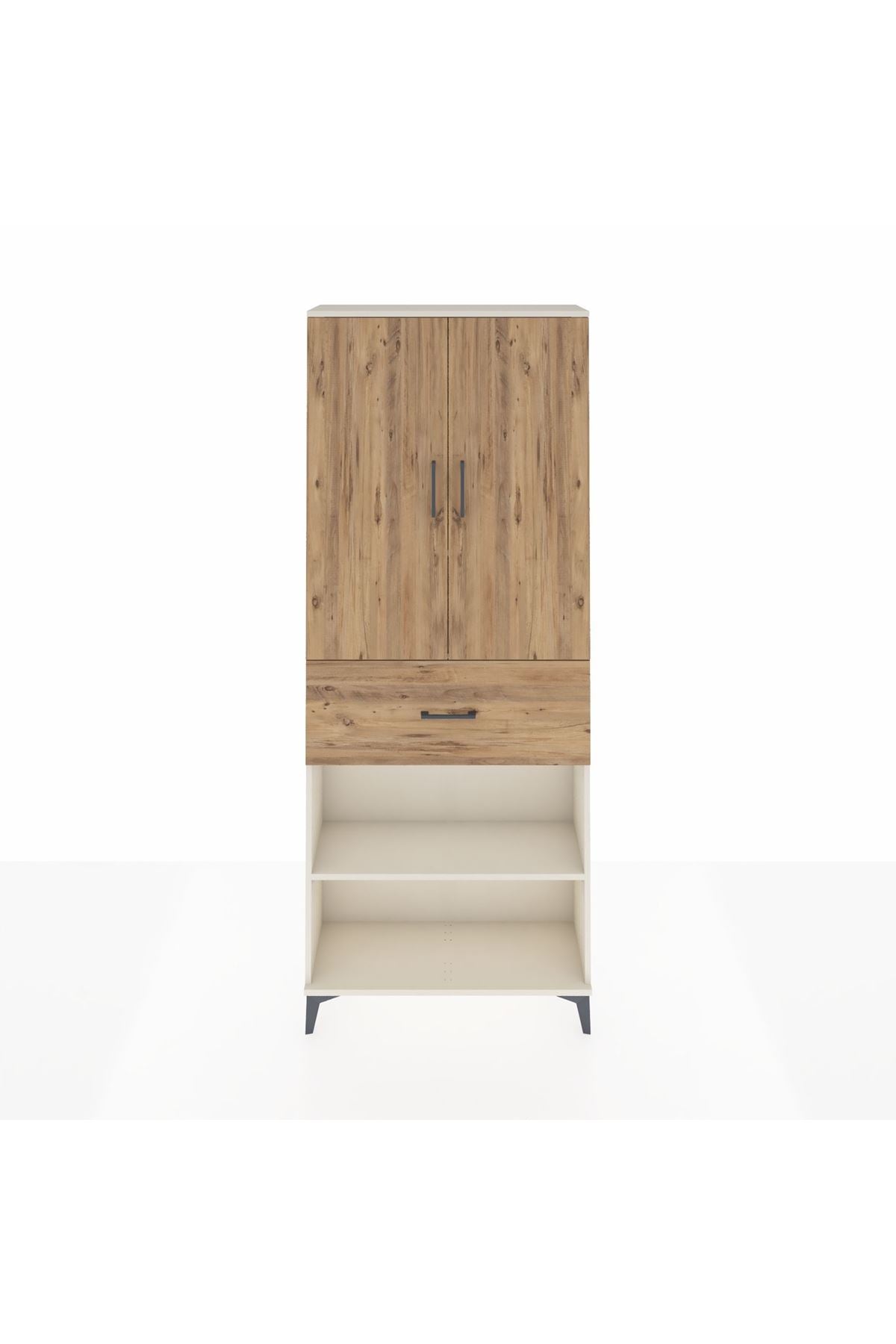 Arges Dolap 4 Raflı Tek Çekmeceli 2 Kapaklı 88x30x221 Aytaşı-Çam