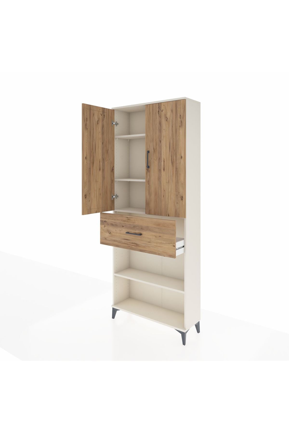 Arges Dolap 4 Raflı Tek Çekmeceli 2 Kapaklı 88x30x221 Aytaşı-Çam