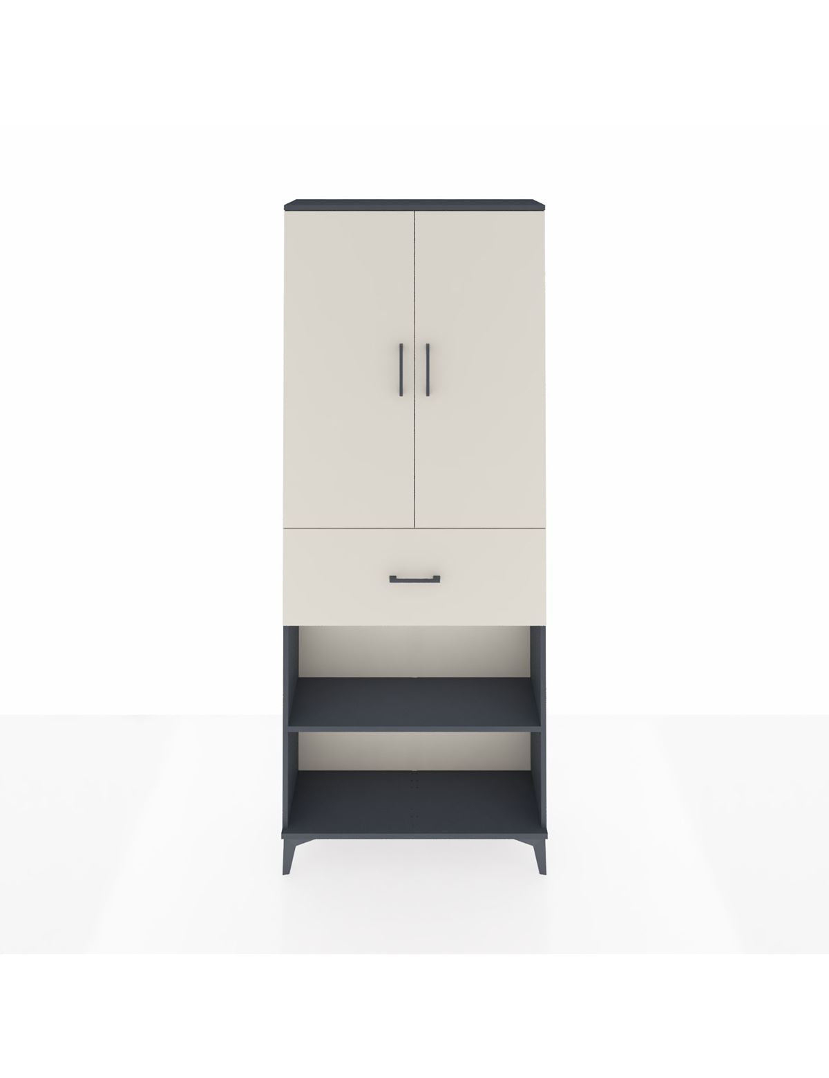 Arges Dolap 4 Raflı Tek Çekmeceli 2 Kapaklı 88x30x221 Antrasit-Aytaşı