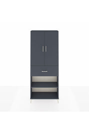 Arges Dolap 4 Raflı Tek Çekmeceli 2 Kapaklı 88x30x221 Antrasit-Antrasit