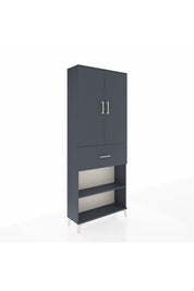 Arges Dolap 4 Raflı Tek Çekmeceli 2 Kapaklı 88x30x221 Antrasit-Antrasit