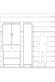 Arges Dolap 4 Raflı Tek Çekmeceli 2 Kapaklı 88x30x221 Çam-Aytaşı
