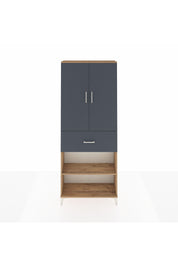Arges Dolap 4 Raflı Tek Çekmeceli 2 Kapaklı 88x30x221 Çam-Antrasit