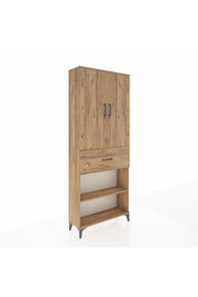 Arges Dolap 4 Raflı Tek Çekmeceli 2 Kapaklı 88x30x221 Çam-Çam