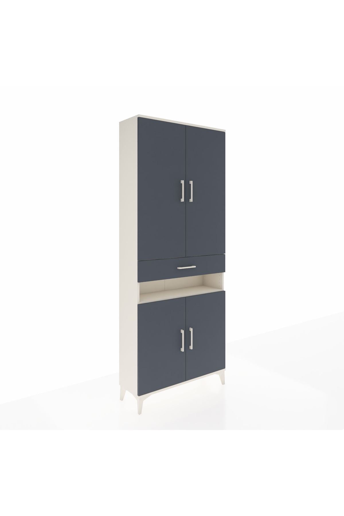 Arges Dolap 5 Raflı Tek Çekmeceli 4 Kapaklı 88x30x221 Aytaşı-Antrasit