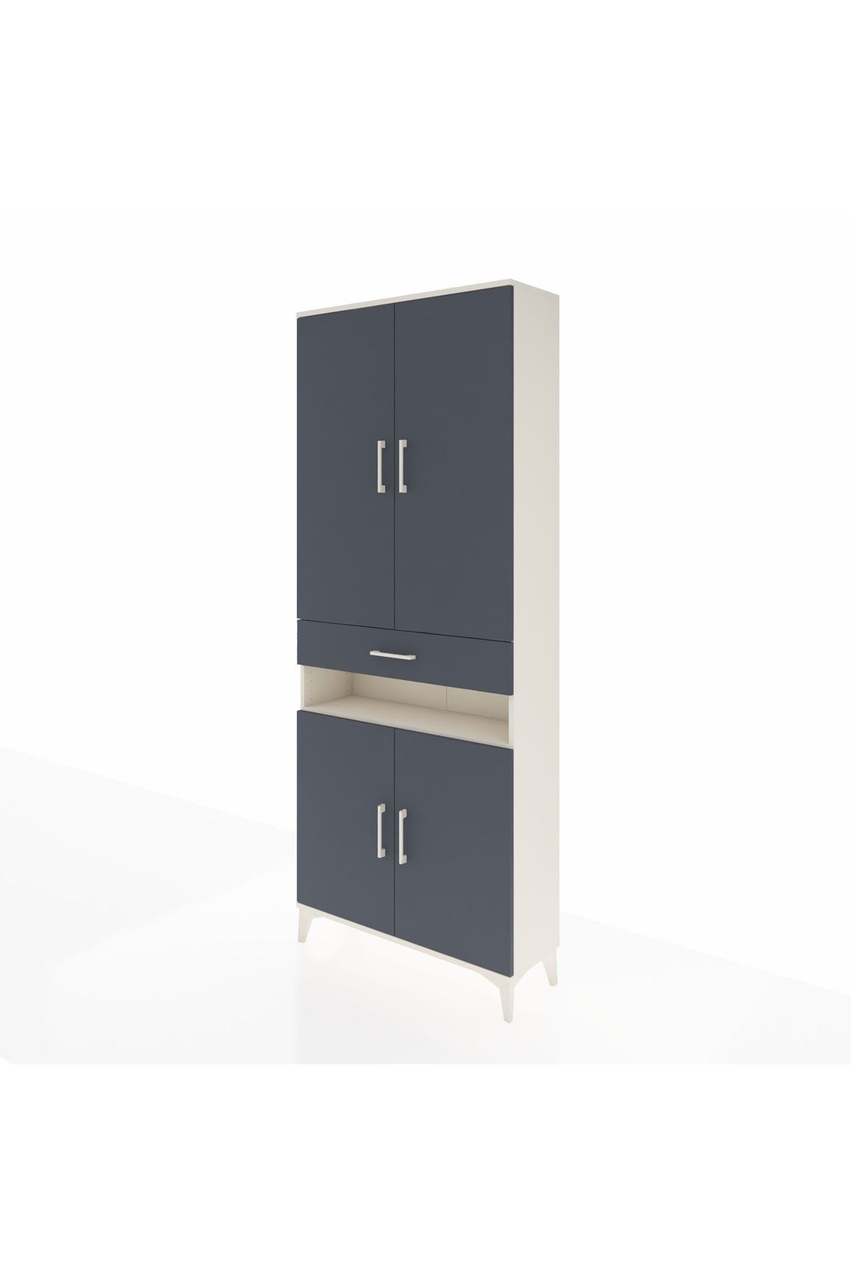 Arges Dolap 5 Raflı Tek Çekmeceli 4 Kapaklı 88x30x221 Aytaşı-Antrasit