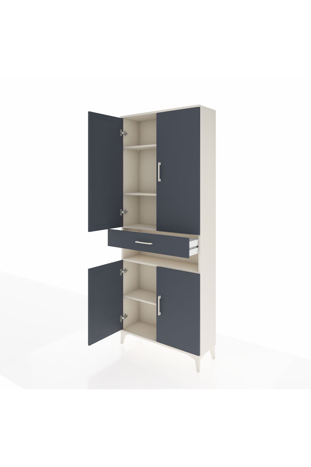 Arges Dolap 5 Raflı Tek Çekmeceli 4 Kapaklı 88x30x221 Aytaşı-Antrasit