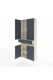 Arges Dolap 5 Raflı Tek Çekmeceli 4 Kapaklı 88x30x221 Aytaşı-Antrasit