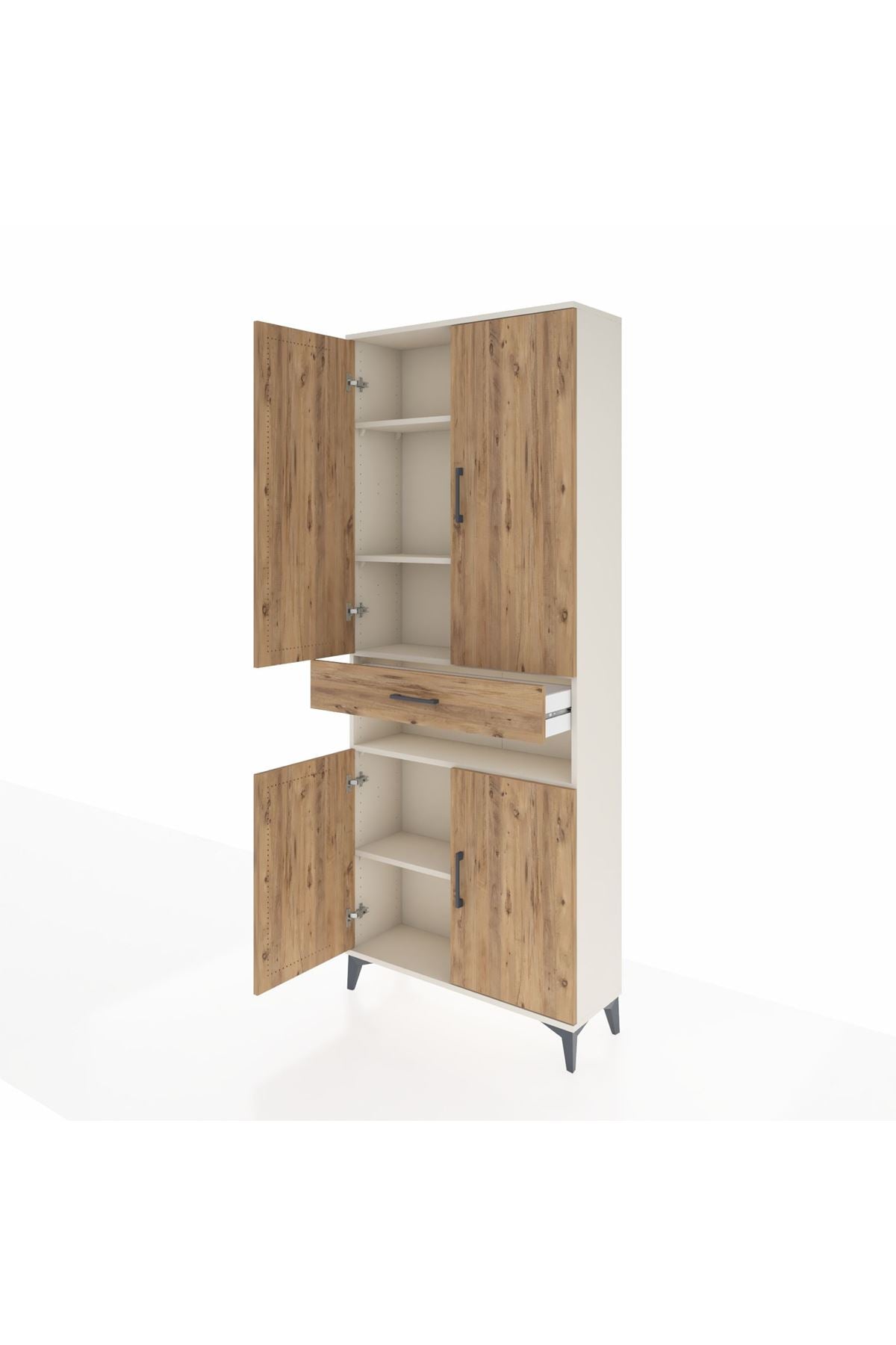 Arges Dolap 5 Raflı Tek Çekmeceli 4 Kapaklı 88x30x221 Aytaşı-Çam