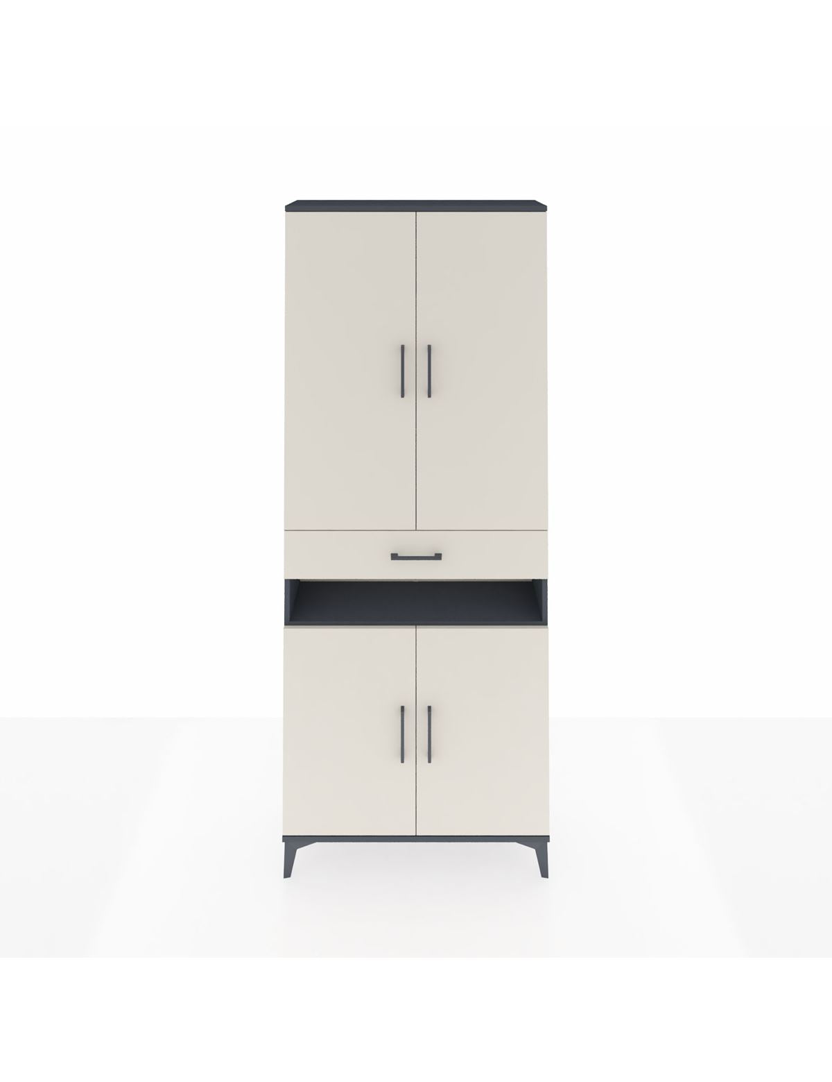 Arges Dolap 5 Raflı Tek Çekmeceli 4 Kapaklı 88x30x221 Antrasit-Aytaşı