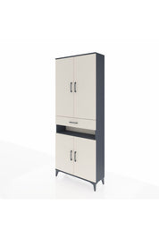 Arges Dolap 5 Raflı Tek Çekmeceli 4 Kapaklı 88x30x221 Antrasit-Aytaşı