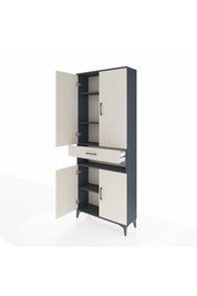 Arges Dolap 5 Raflı Tek Çekmeceli 4 Kapaklı 88x30x221 Antrasit-Aytaşı